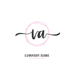 V A VA Initial handwriting and signature logo design with circle. Beautiful design handwritten logo for fashion, team, wedding, luxury logo.
