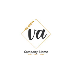 V A VA Initial handwriting and signature logo design with circle. Beautiful design handwritten logo for fashion, team, wedding, luxury logo.