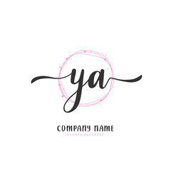 Y A YA Initial handwriting and signature logo design with circle. Beautiful design handwritten logo for fashion, team, wedding, luxury logo.
