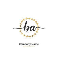 B A BA Initial handwriting and signature logo design with circle. Beautiful design handwritten logo for fashion, team, wedding, luxury logo.