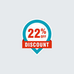 22 discount, Sales Vector badges for Labels, , Stickers, Banners, Tags, Web Stickers, New offer. Discount origami sign banner