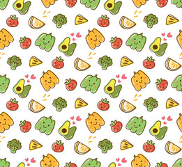 Kawaii fruit seamless pattern