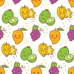 Kawaii fruit seamless pattern
