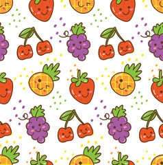 Kawaii fruit seamless pattern