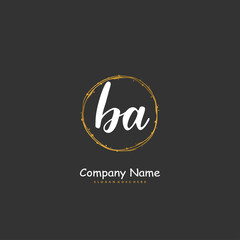 B A BA Initial handwriting and signature logo design with circle. Beautiful design handwritten logo for fashion, team, wedding, luxury logo.