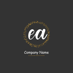 E A EA Initial handwriting and signature logo design with circle. Beautiful design handwritten logo for fashion, team, wedding, luxury logo.