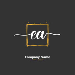 E A EA Initial handwriting and signature logo design with circle. Beautiful design handwritten logo for fashion, team, wedding, luxury logo.