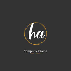 H A HA Initial handwriting and signature logo design with circle. Beautiful design handwritten logo for fashion, team, wedding, luxury logo.