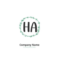 H A HA Initial handwriting and signature logo design with circle. Beautiful design handwritten logo for fashion, team, wedding, luxury logo.