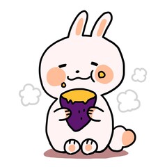 Illustration of a rabbit eating sweet potato