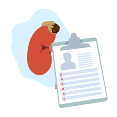 Adrenal gland tumor. Disease. Diagnosis, patiant card. Medical flat anatomy illustration.