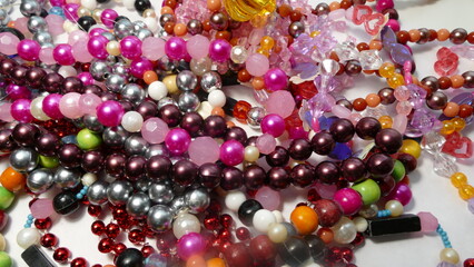 Beads jewelry on a white background 