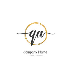 Q A QA Initial handwriting and signature logo design with circle. Beautiful design handwritten logo for fashion, team, wedding, luxury logo.
