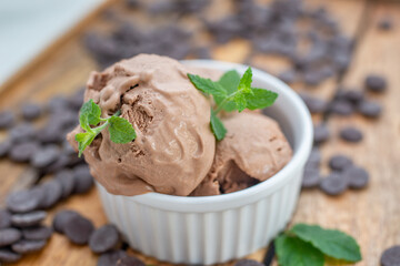 sweet home made dark chocolate ice cream