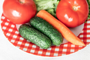 Colorful natural whole vegetables on the table ready for preparing food.