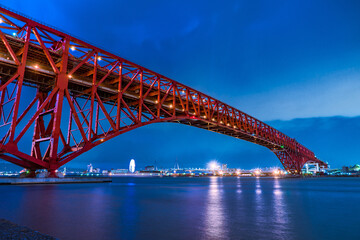 日本最大のトラス橋　大阪　港大橋の夜景