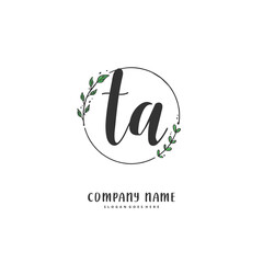 T A TA Initial handwriting and signature logo design with circle. Beautiful design handwritten logo for fashion, team, wedding, luxury logo.