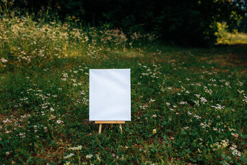 White empty mockup template poster canvas