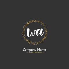 Fototapeta na wymiar W A WA Initial handwriting and signature logo design with circle. Beautiful design handwritten logo for fashion, team, wedding, luxury logo.
