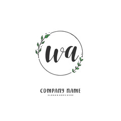 W A WA Initial handwriting and signature logo design with circle. Beautiful design handwritten logo for fashion, team, wedding, luxury logo.