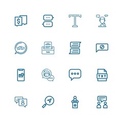 Editable 16 dialog icons for web and mobile