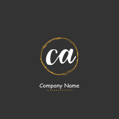 C A CA Initial handwriting and signature logo design with circle. Beautiful design handwritten logo for fashion, team, wedding, luxury logo.