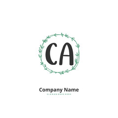 C A CA Initial handwriting and signature logo design with circle. Beautiful design handwritten logo for fashion, team, wedding, luxury logo.