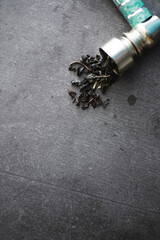 Legalized drugs. Medical prescription smoking drugs. Smoking pipe. A package of narcotic herbs for smoking.