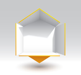 Origami stand pin, orange (shadows are transparent)