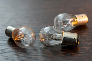 Electric light bulb isolated on color background. Eauipment for car headlight