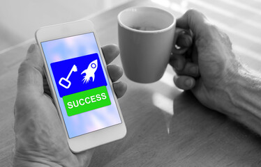 Success concept on a smartphone
