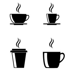 coffee cup icons set on white background 