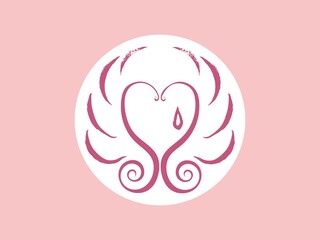 Angel, heart, mental care, logo,icon,line drawing, vector