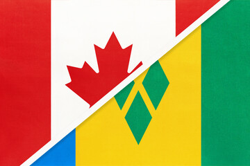 Canada and Saint Vincent and the Grenadines, symbol of national flags. Championship between two countries.