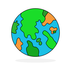 Cute Earth isolated. Color Earth icon. Vector Earth