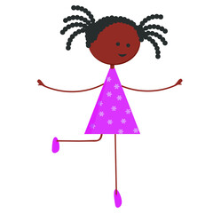 Girl dancing. African girl. Isolated vector image on a white background. Clipart