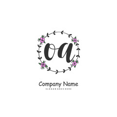Obraz premium O A OA Initial handwriting and signature logo design with circle. Beautiful design handwritten logo for fashion, team, wedding, luxury logo.
