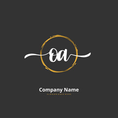 O A OA Initial handwriting and signature logo design with circle. Beautiful design handwritten logo for fashion, team, wedding, luxury logo.