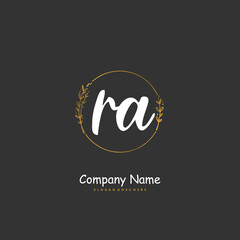 R A RA Initial handwriting and signature logo design with circle. Beautiful design handwritten logo for fashion, team, wedding, luxury logo.