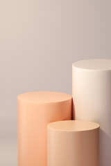 3D rendering Awards podium in harmony with orange color, winner mock up.