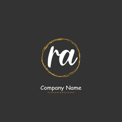 Fototapeta premium R A RA Initial handwriting and signature logo design with circle. Beautiful design handwritten logo for fashion, team, wedding, luxury logo.