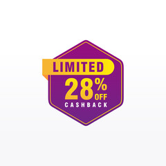 28 discount, Sales Vector badges for Labels, , Stickers, Banners, Tags, Web Stickers, New offer. Discount origami sign banner