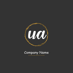 U A UA Initial handwriting and signature logo design with circle. Beautiful design handwritten logo for fashion, team, wedding, luxury logo.