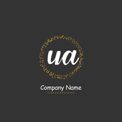 U A UA Initial handwriting and signature logo design with circle. Beautiful design handwritten logo for fashion, team, wedding, luxury logo.