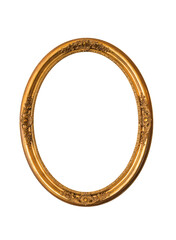 Gold oval frame Elegant vintage interesting design or photo oval picture frame isolated on white...
