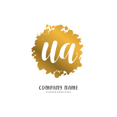 U A UA Initial handwriting and signature logo design with circle. Beautiful design handwritten logo for fashion, team, wedding, luxury logo.