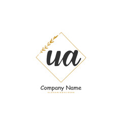 U A UA Initial handwriting and signature logo design with circle. Beautiful design handwritten logo for fashion, team, wedding, luxury logo.