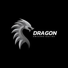Vector Logo Illustration Dragon Gradient Colorful Style.