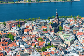 Naklejka na ściany i meble aerial view over the Riga city