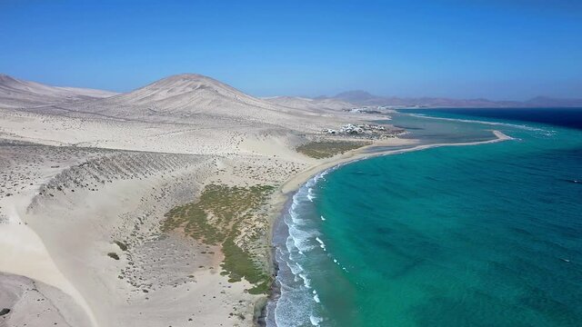 Spain, Canary Islands, Fuerteventura, Jandia Peninsula, Risco del Paso, Playas de Sotavento and Laguna de Sotavento